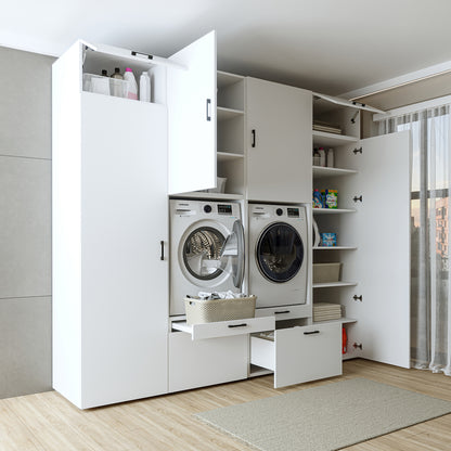 Roomart Waschmaschinenschrank SERIE 2 – Doppelschrank mit Seitenschränken, 3 Farben