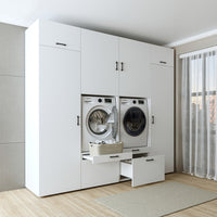 Roomart Waschmaschinenschrank SERIE 2 – Doppelschrank mit Seitenschränken, 3 Farben