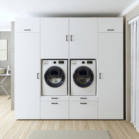 Roomart Waschmaschinenschrank SERIE 2 – Doppelschrank mit Seitenschränken, 3 Farben