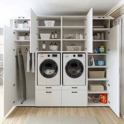 Roomart Waschmaschinenschrank SERIE 2 – Doppelschrank mit Seitenschränken, 3 Farben