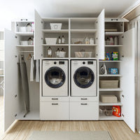 Roomart Waschmaschinenschrank SERIE 2 – Doppelschrank mit Seitenschränken, 3 Farben