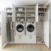 Roomart Waschmaschinenschrank SERIE 2 – Doppelschrank mit Seitenschränken, 3 Farben