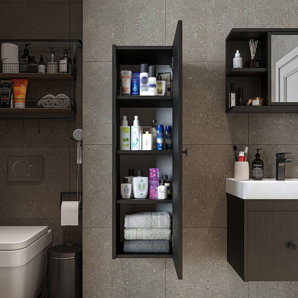 Roomart Bad-Seitenschrank ADA 110 cm – Moderner Bad-Hängeschrank mit Soft-Close – Viel Stauraum – Badezimmer Hochschrank – Weiß, Eiche, Anthrazit oder Schwarz