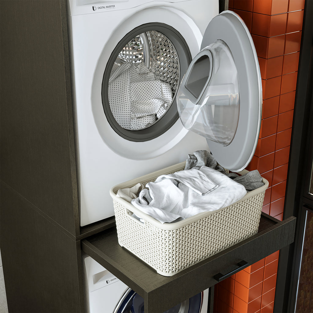 Roomart Waschmaschinenschrank für Trockner & Waschmaschine, in 3 Farben, mit Ausziehbrett  • Weiß • Eiche • Schwarz Eiche