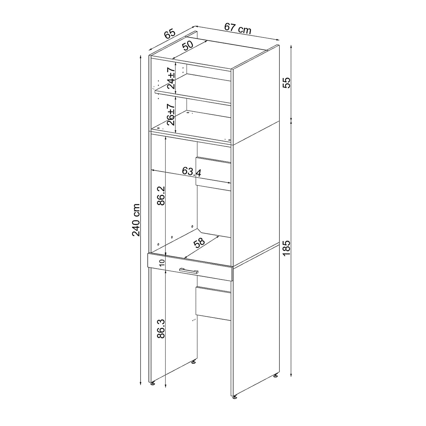 Roomart Waschmaschinenschrank für Trockner & Waschmaschine, in 3 Farben, mit Ausziehbrett  • Weiß • Eiche • Schwarz Eiche