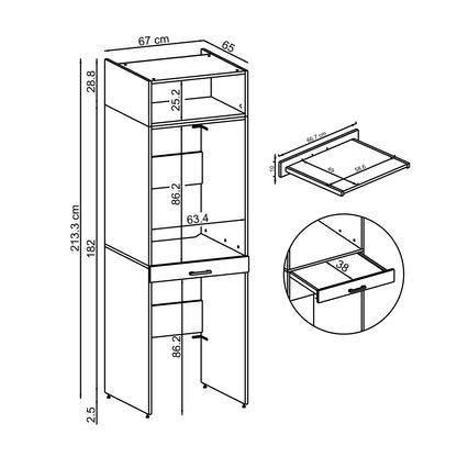 Roomart Waschmaschinenschrank für Trockner & Waschmaschine, in 3 Farben, mit Ausziehbrett  • Weiß • Eiche • Schwarz Eiche