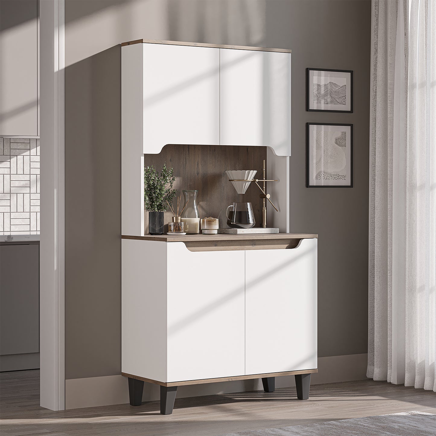 Roomart Küchenschrank DEFNE, 182 cm, mit offener Nische für Kaffeemaschine, in 5 Farben