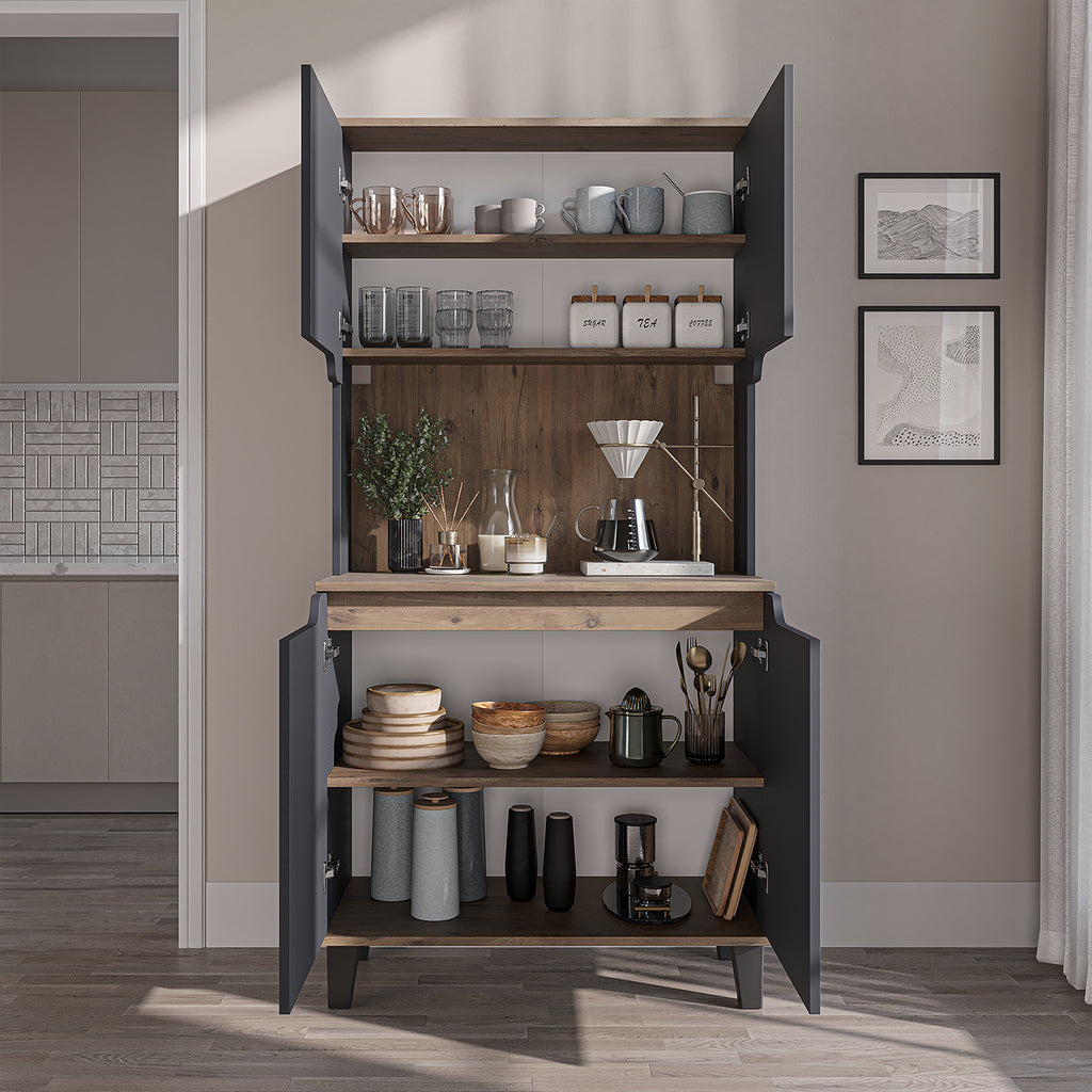 Roomart Küchenschrank DEFNE, 182 cm, mit offener Nische für Kaffeemaschine, in 5 Farben