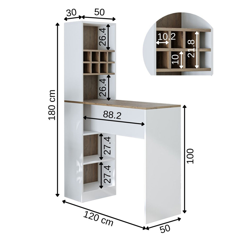 Roomart Bartisch DUBLIN, Bistrotisch, Küchentisch - BHT: 180 X 120 X 50 cm