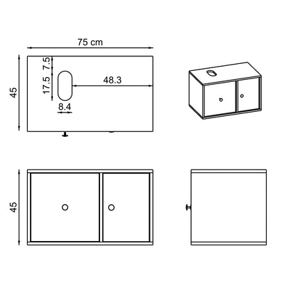 Roomart Badezimmermöbel GUSTO 75 cm – Keramik Waschbecken &/oder Unterschrank – Modernes Design – Varianten wählbar – Eiche oder Weiß