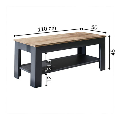 Roomart Couchtisch HELSINKI, 80 oder 110 cm, mit Ablageboden, in 4 Farben