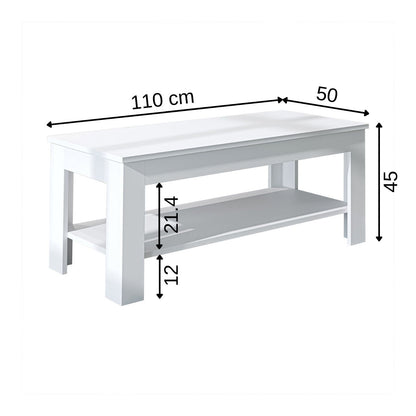 Roomart Couchtisch HELSINKI, 80 oder 110 cm, mit Ablageboden, in 4 Farben