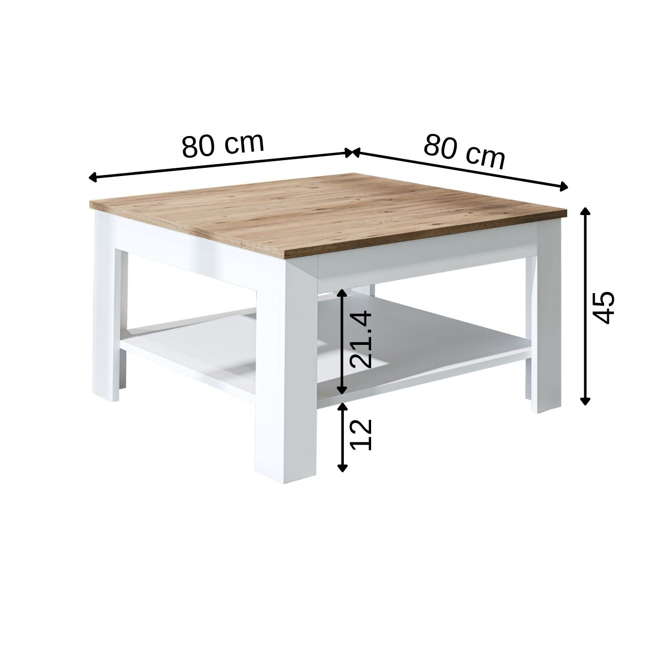 Roomart Couchtisch HELSINKI, 80 oder 110 cm, mit Ablageboden, in 4 Farben