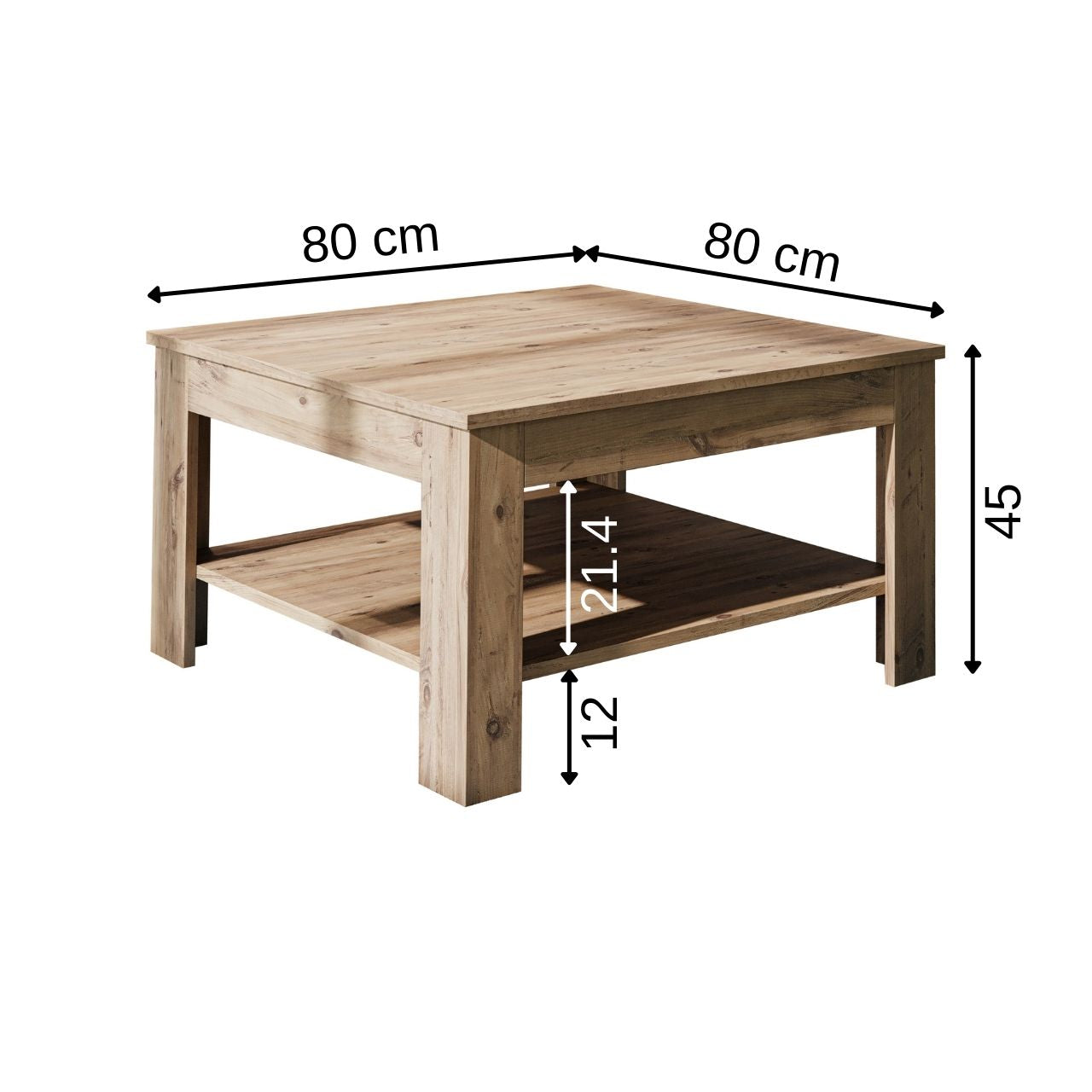 Roomart Couchtisch HELSINKI, 80 oder 110 cm, mit Ablageboden, in 4 Farben