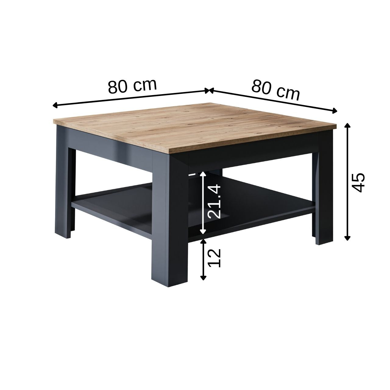 Roomart Couchtisch HELSINKI, 80 oder 110 cm, mit Ablageboden, in 4 Farben