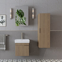 ROOMART Badmöbelset LYCIA 50 cm Unterschrank mit Keramik-Waschbecken, Spiegelschrank, Seitenschrank, Badezimmermöbel in 4 Farben