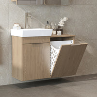 Roomart 3-teiliges Badmöbel-Set LYCIA, 49 cm, Waschtisch, Spiegelschrank und Hochschrank, in 4 Farben