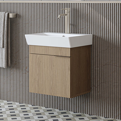 Roomart Badmöbel LYCIA 50 cm – Waschbeckenunterschrank mit Keramik-Waschbecken – Waschtischunterschrank für Badezimmer – Modernes Badmöbel mit Stauraum – 4 Farben