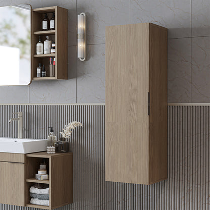 Roomart Badmöbel Set LYCIA 82 cm – 4-teiliges Badezimmermöbel-Set mit Keramik-Waschbecken, Spiegelschrank & Seitenschrank – Badmöbel in 4 Farben