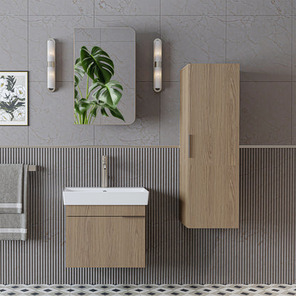 Roomart Badmöbel Set LYCIA 60 cm – 4-teiliges Badezimmermöbel-Set mit Keramik-Waschbecken, Spiegelschrank & Seitenschrank – Badmöbel in 4 Farben