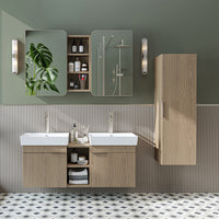 Roomart Badmöbel Set LYCIA 120 cm – 4-teiliges Badezimmermöbel-Set mit Keramik-Waschbecken, Spiegelschrank & Seitenschrank – Badmöbel in 4 Farben