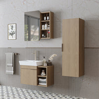 Roomart Badmöbel Set LYCIA 72 cm – 4-teiliges Badezimmermöbel-Set mit Keramik-Waschbecken, Spiegelschrank & Seitenschrank – Badmöbel in 4 Farben