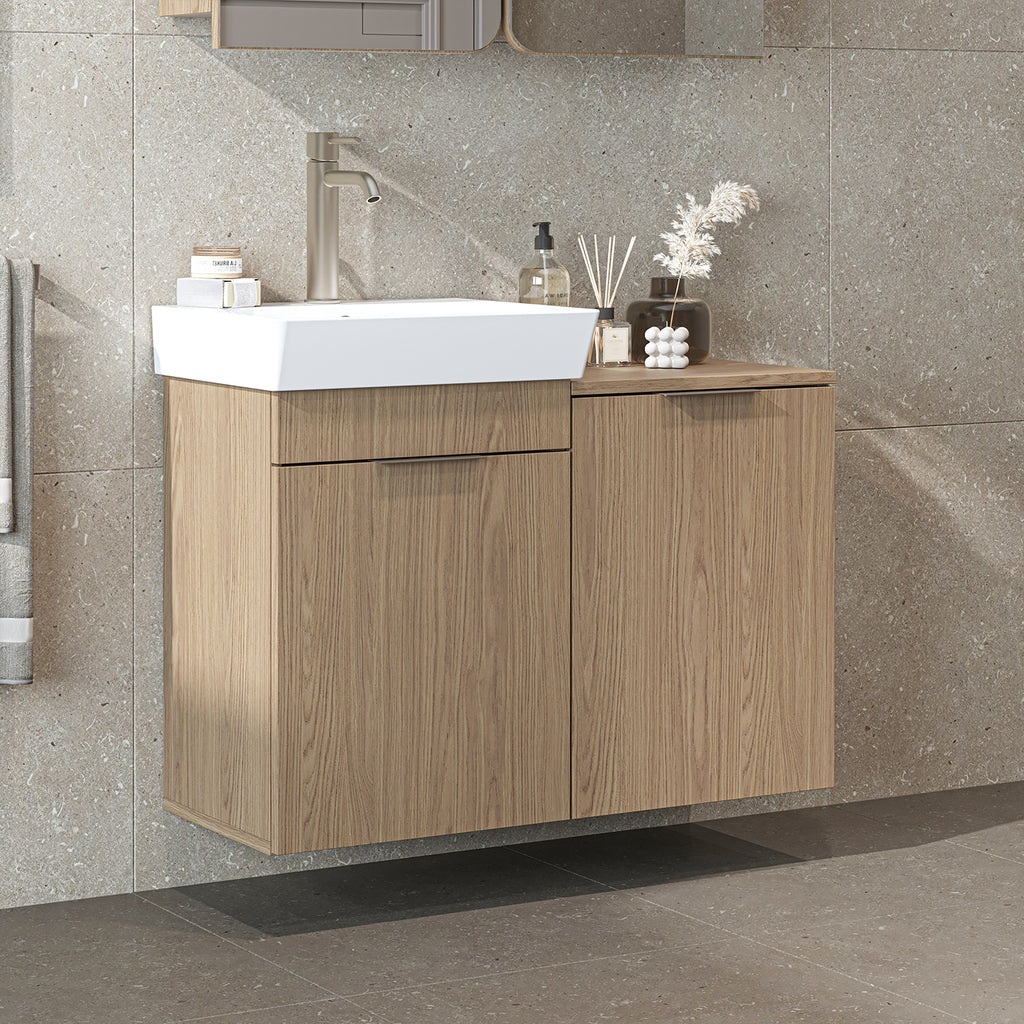 Roomart 3-teiliges Badmöbel-Set LYCIA, 49 cm, Waschtisch, Spiegelschrank und Hochschrank, in 4 Farben