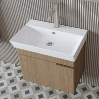 Roomart Badmöbel Set LYCIA 60 cm – 4-teiliges Badezimmermöbel-Set mit Keramik-Waschbecken, Spiegelschrank & Seitenschrank – Badmöbel in 4 Farben