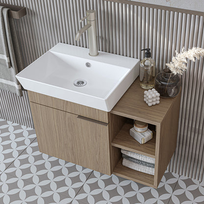 Roomart Badmöbel Set LYCIA 72 cm – 4-teiliges Badezimmermöbel-Set mit Keramik-Waschbecken, Spiegelschrank & Seitenschrank – Badmöbel in 4 Farben