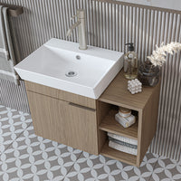 Roomart Badmöbel Set LYCIA 72 cm – 4-teiliges Badezimmermöbel-Set mit Keramik-Waschbecken, Spiegelschrank & Seitenschrank – Badmöbel in 4 Farben