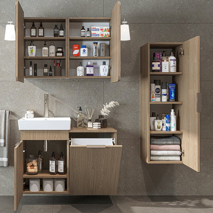 Roomart 3-teiliges Badmöbel-Set LYCIA, 49 cm, Waschtisch, Spiegelschrank und Hochschrank, in 4 Farben