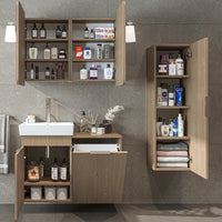 Roomart 3-teiliges Badmöbel-Set LYCIA, 49 cm, Waschtisch, Spiegelschrank und Hochschrank, in 4 Farben