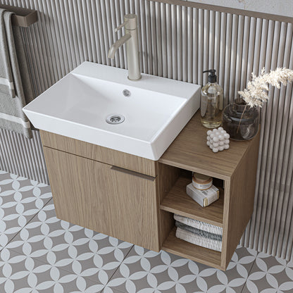 Roomart Badmöbel LYCIA 72 cm – Waschbeckenunterschrank mit Keramik-Waschbecken – Waschtischunterschrank für Badezimmer – Modernes Badmöbel mit Stauraum – 4 Farben