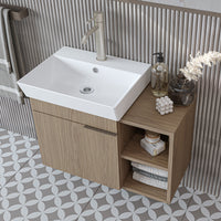 Roomart Badmöbel LYCIA 72 cm – Waschbeckenunterschrank mit Keramik-Waschbecken – Waschtischunterschrank für Badezimmer – Modernes Badmöbel mit Stauraum – 4 Farben