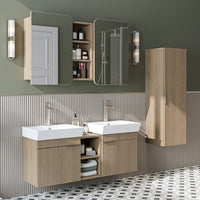 Roomart Badmöbel Set LYCIA 120 cm – 4-teiliges Badezimmermöbel-Set mit Keramik-Waschbecken, Spiegelschrank & Seitenschrank – Badmöbel in 4 Farben