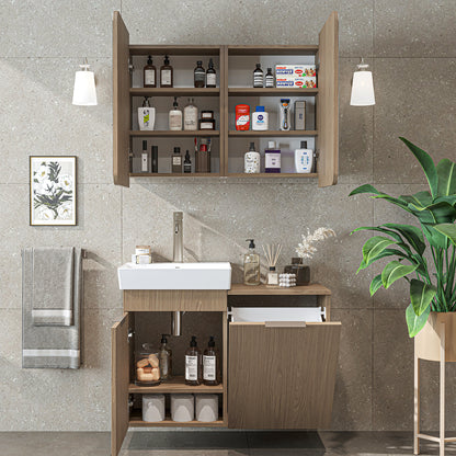 Roomart 2-teiliges Badmöbel-Set LYCIA, 49 cm, Waschtisch mit Spiegelschrank, in 4 Farben