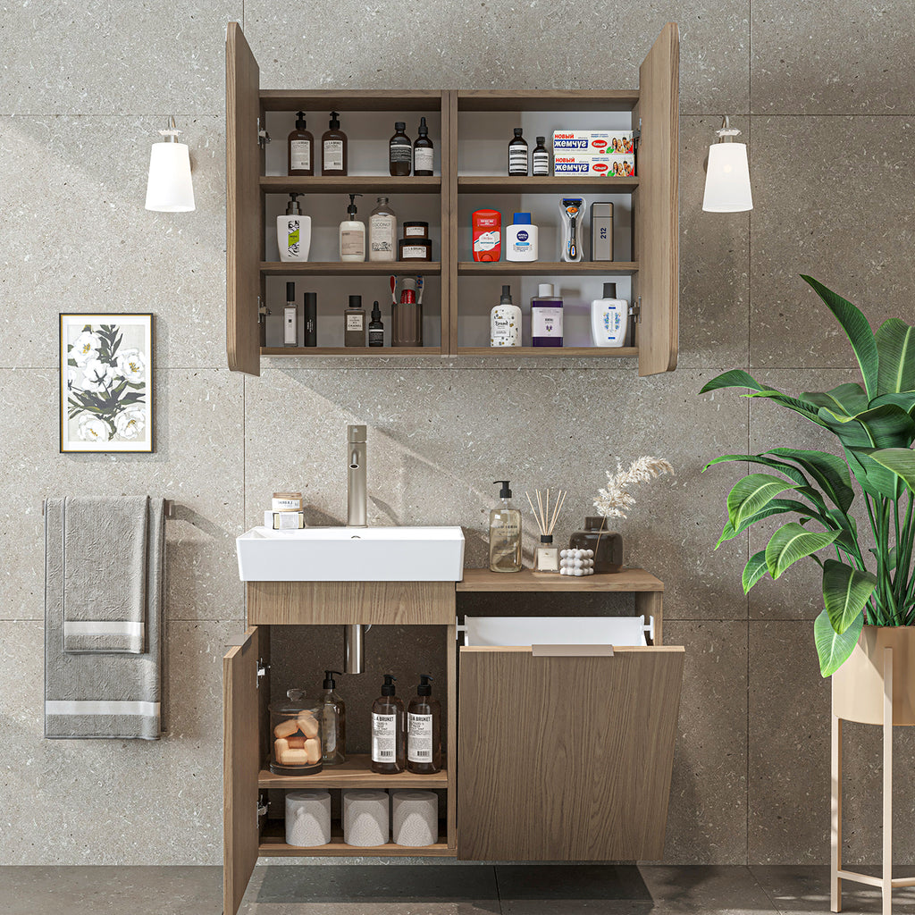 Roomart 2-teiliges Badmöbel-Set LYCIA, 49 cm, Waschtisch mit Spiegelschrank, in 4 Farben
