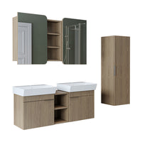 Roomart Badmöbel Set LYCIA 120 cm – 4-teiliges Badezimmermöbel-Set mit Keramik-Waschbecken, Spiegelschrank & Seitenschrank – Badmöbel in 4 Farben