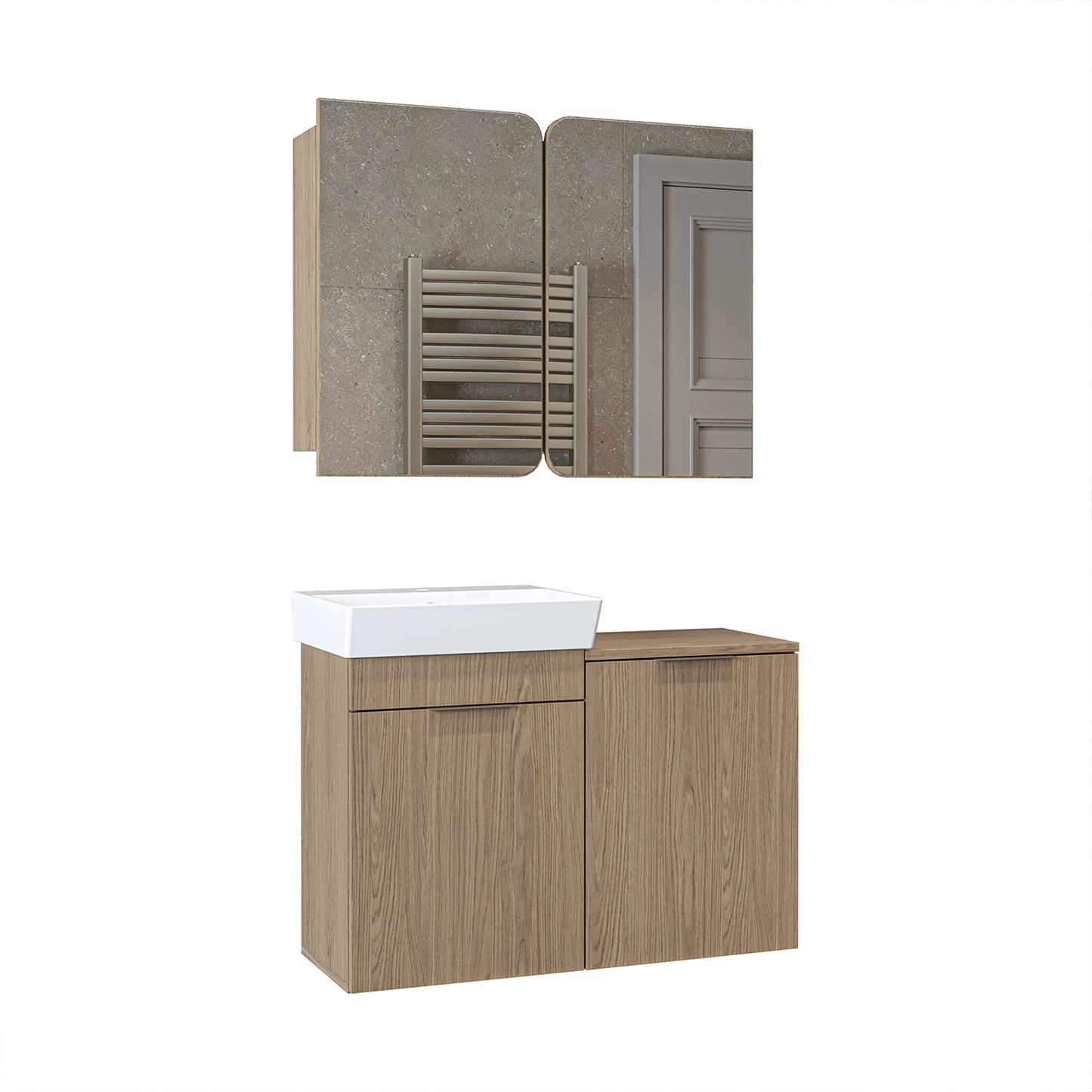 Roomart 2-teiliges Badmöbel-Set LYCIA, 49 cm, Waschtisch mit Spiegelschrank, in 4 Farben