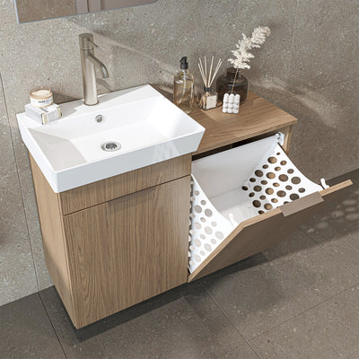 Roomart Waschbeckenunterschrank LYCIA, 49 cm, mit Waschbecken und Wäschefach, in 4 Farben