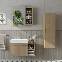 Roomart Badmöbel Set LYCIA 82 cm – 4-teiliges Badezimmermöbel-Set mit Keramik-Waschbecken, Spiegelschrank & Seitenschrank – Badmöbel in 4 Farben