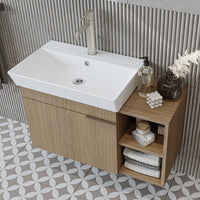 Roomart Badmöbel Set LYCIA 82 cm – 4-teiliges Badezimmermöbel-Set mit Keramik-Waschbecken, Spiegelschrank & Seitenschrank – Badmöbel in 4 Farben