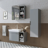 Roomart Badmöbel Set LYCIA 82 cm – 4-teiliges Badezimmermöbel-Set mit Keramik-Waschbecken, Spiegelschrank & Seitenschrank – Badmöbel in 4 Farben