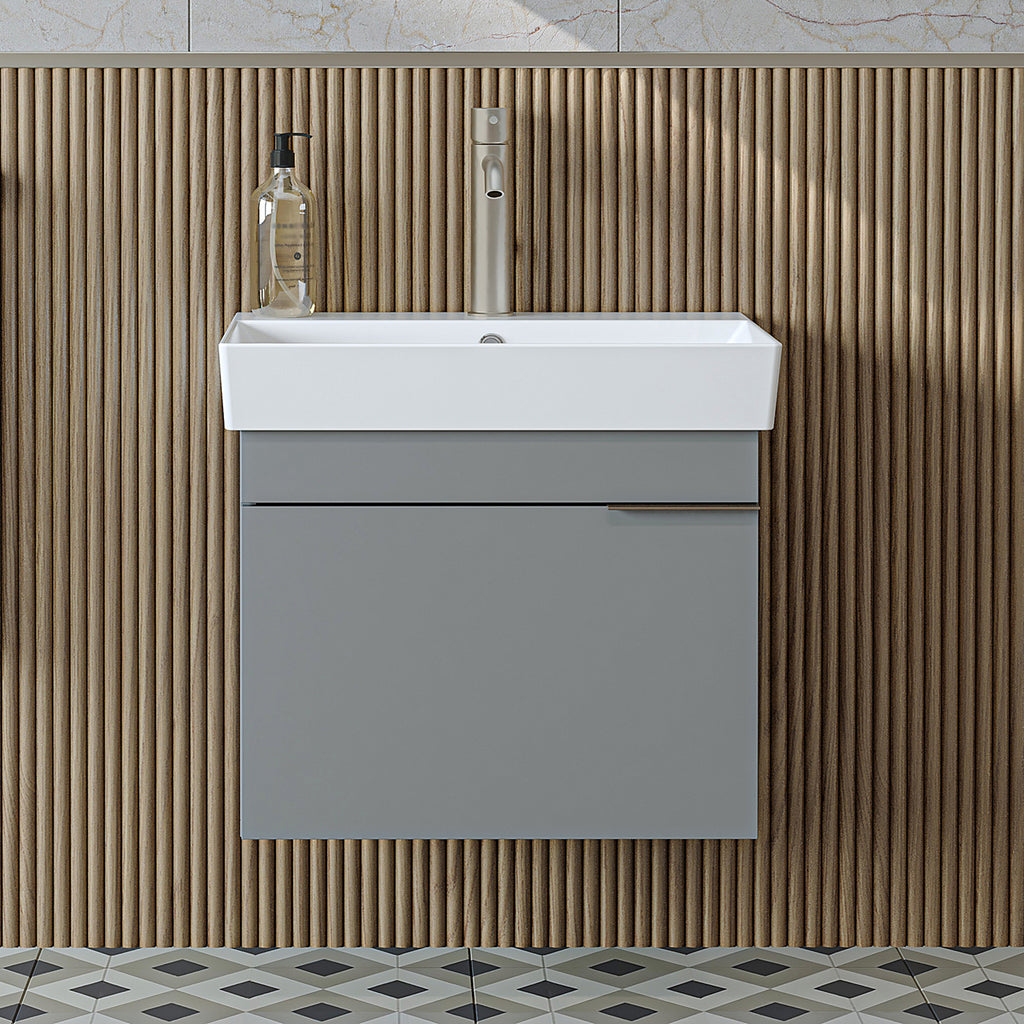 Roomart Badmöbel LYCIA 60 cm – Waschbeckenunterschrank mit Keramik-Waschbecken – Waschtischunterschrank für Badezimmer – Modernes Badmöbel mit Stauraum – 4 Farben