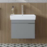 Roomart Badmöbel LYCIA 60 cm – Waschbeckenunterschrank mit Keramik-Waschbecken – Waschtischunterschrank für Badezimmer – Modernes Badmöbel mit Stauraum – 4 Farben