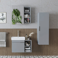 Roomart Badmöbel Set LYCIA 72 cm – 4-teiliges Badezimmermöbel-Set mit Keramik-Waschbecken, Spiegelschrank & Seitenschrank – Badmöbel in 4 Farben