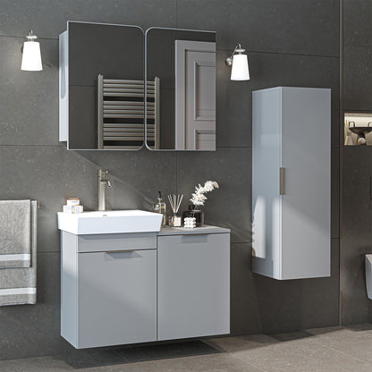LYCIA Badmöbel-Set mit Waschbecken, Spiegelschrank und Hochschrank
