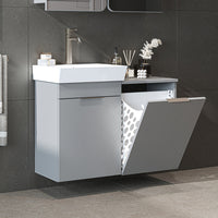 Roomart 3-teiliges Badmöbel-Set LYCIA, 49 cm, Waschtisch, Spiegelschrank und Hochschrank, in 4 Farben
