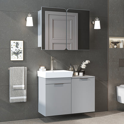 Roomart 2-teiliges Badmöbel-Set LYCIA, 49 cm, Waschtisch mit Spiegelschrank, in 4 Farben