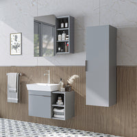 Roomart Badmöbel Set LYCIA 72 cm – 4-teiliges Badezimmermöbel-Set mit Keramik-Waschbecken, Spiegelschrank & Seitenschrank – Badmöbel in 4 Farben